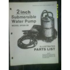Vintage Homelite SP200-2B Submersible Water Pump Illustrated Parts List #17357