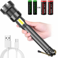 990000lumens XHP90.2 LED Tactical Flashlight USB Rechargeable Zoom Torch 7 Modes