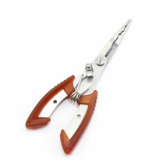 Stainless Steel Fishing Pliers Hook Remover Line Cutter Split Ring Gripper Red