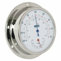 VION A080TH Thermometer Hygrometer Stainless Steel Shiny 97 MM 