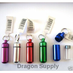New 5PC Small Pill / ID Holder KeyChain ( Assorted Colors )