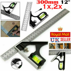 300mm (12") Adjustable Engineers Combination Try Square Set Right Angle Ruler UK