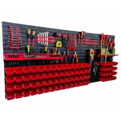Tool Wall, Wall Shelf (172 x 78 cm) with 72 Piece Stacking Boxes Storage System NEW 