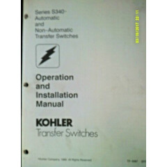 Kohler Transfer Switches Series S340 Automatic / Non Automatic TP-5087 Manual