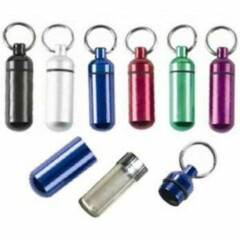 New 12pc Small Pill / ID Holder KeychainW / WATER RESISTANT ( Assorted Colors ) 