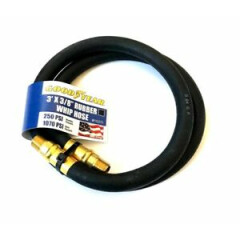 3' GOODYEAR 3/8" RUBBER WHIP AIR HOSE 250PSI MADE IN THE USA 3FT 3 FOOT 10311