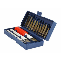 16pc Craft Hobby Razor Knife Set with Aluminum Collet Chucks & Cutting Blades