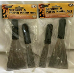 LOT of 2 PACKS x 2 PIECE SCRAPER & PUTTY KNIFE SETS * 4 TOOLS in Each Deal NEW