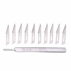 10Pcs 11# Carbon Steel Surgical Scalpel Blades PCB Circuit Board + 3 # Handle