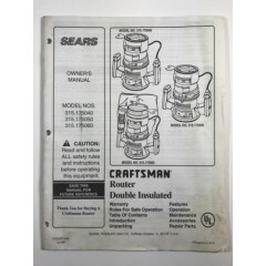 Owner's Operator's Manual(Craftsman Router Double Insulated) Model #: 315.175040