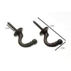 Curtain Tie Hold Back Hooks Ball End Black - 2 Pairs