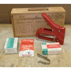 Vintage SwingLine 800 Staple Gun in Original Wood Box + Staples Good Used *bw12