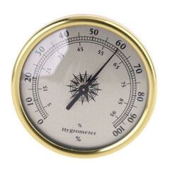 72mm Round Gold Hygrometer Humidity Meter Gauge Ring Surface - No battery needed
