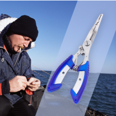 Stainless Steel Fishing Pliers Hook Remover Line Cutter Split Ring Gripper Blue