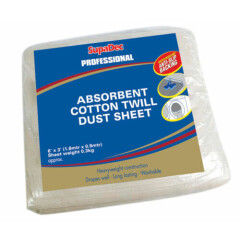 Absorbent Cotton Twill Dust Sheet, 6 X 3 Water Resistant, By Supadec New
