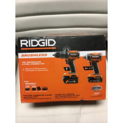 New RIDGID 18V Brushless Hammer Drill and 3-Speed Impact Driver Comb Kit (R9208)