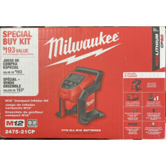 Milwaukee 2475-21CP M12 Cordless Compact Inflator with 2.0 Ah Battery & Charger