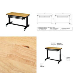 46 In. Adjustable Height Work Table 2 Drawers In Black
