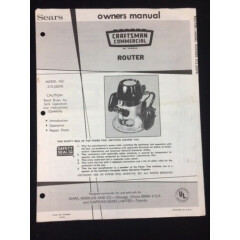 1973 SEARS CRAFTSMAN COMMERCIAL ROUTER ORIGINAL OWNER'S MANUAL MODEL# 315.25070