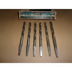 6 Vintage Twist Drill Bits - Five 3/8 and One 7/16. Hibbard Spencer Bartlett Co.