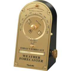 Brass & Wood Desktop Weather Forecaster / Barometer - Great Gift - TRACKED POST!