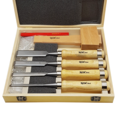 Rox Woodworking Carving Tool Chisel Set With Red Beech Wood Handle (8-Pieces)