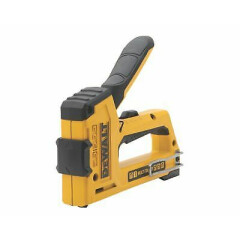 DeWalt 5-in-1 Multi-Tacker drives staples accurately over wire integrated guide.