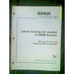 Kohler 3.5MM Series Generator Specification Series 1431 Parts Listing TP-5125