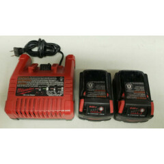 Lot of 2 Milwaukee Genuine 18V M18 XC Li-Ion Battery 48-11-1828 and Charger