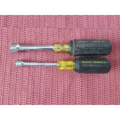 2 KLEIN TOOLS 630 SERIES HOLLOW SHAFT NUT DRIVERS, 3/8" & 1/2" MADE IN THE USA