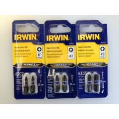 Lot of 3, Irwin Impact Power Bits, Phillips #1, #2, and #3, NEW, bag160