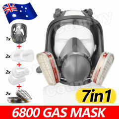 7 in1 Gas Mask Combination With Filter Box Full Face Facepiece Respirator New