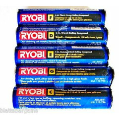 5 TUBES RYOBI BUFFING COMPOUND JEWELERS & PLASTIC ROUGE STAINLESS STEEL EMERY