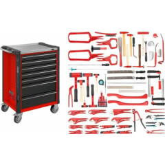 Hazet workshop trolley with 7 frame in red with 65 179nx-7/65alu tools 