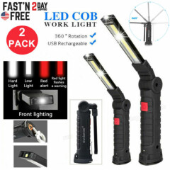 Magnetic LED Work Light Rechargeable COB Lamp Flashlight Inspect Folding Torch