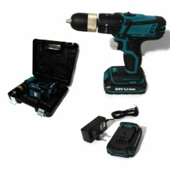 Screwdriver Impact Drill Driver 2 Lithium Batteries 24v 0-13mm spindle 