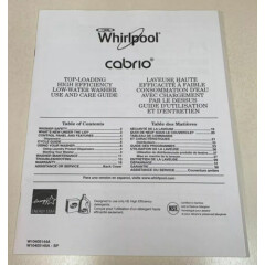 Whirlpool Cabrio Top-Loading High Efficiency Low-Water Washer Use And Care Guide