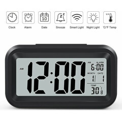 LED Digital Alarm Clock Time Temperature Thermometer Calendar Backlight Snooze