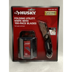 Husky Folding Lock-Back Utility Knife with Blades (100-Piece) 1004696192