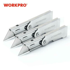 3PC WORKPRO Folding Stainless steel Knife for Cutting Box Utility Knife Weapon