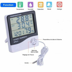 Weather station temperature hygrometer thermometer with probe outdoor indoor 