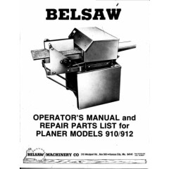 Belsaw Planer Models 910 912 Operators and Parts Manual * CDROM * PDF