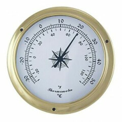 Small, lightweight Thermometer in Bull Eye Shape Brass-diameter 11,5 cm 