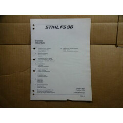 Stihl FS 96 Trimmer Parts Catalog List Manual 10/86