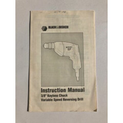 Black & Decker Instruction Manual 3/8" Keyless Chuck Variable Speed Drill