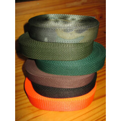 Webbing - Nylon, Polypro, Polyester 30ft - 4 FREE Slides - HUNTING colors ~USA~