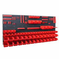 Garage Storage System 113 El Wall Shelf 1728x780mm Tool Holder Stacking Boxes Red 
