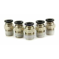 5 Pc 1/4" Male NPT x 1/4 OD Tube Female Push In To Lock Connect Fitting Straight