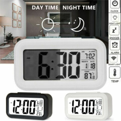Digital LED Alarm Clock Snooze Back Light Time Calendar Thermometer Temperature