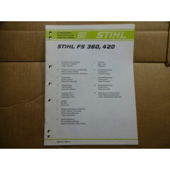 Stihl FS 360 420 Trimmer Parts Catalog List Manual 5/96